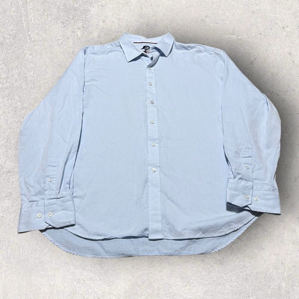 Robert Graham Shirt Mens XXL Sky Blue Abstract Flip Cuff Designer Classiccore